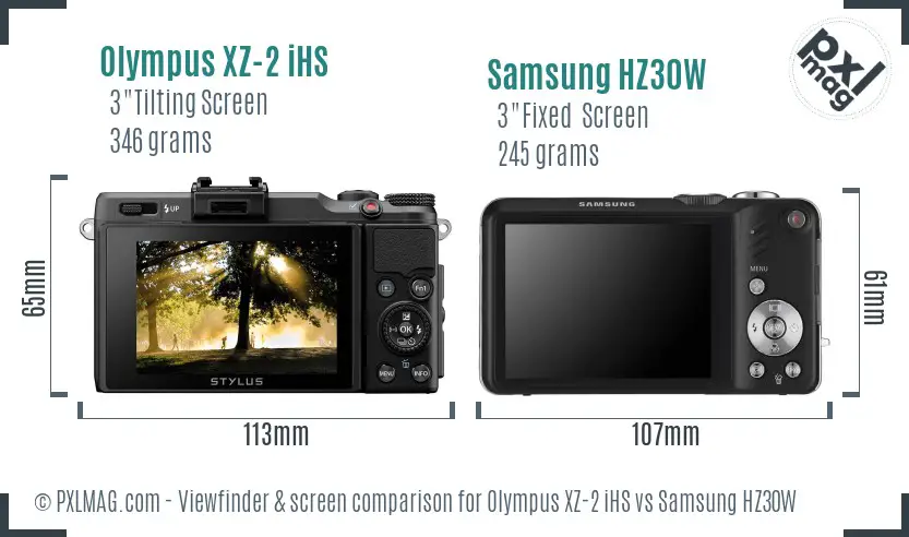 Olympus XZ-2 iHS vs Samsung HZ30W Screen and Viewfinder comparison Olympus XZ-2 iHS vs Samsung HZ30W Screen and Viewfinder comparison