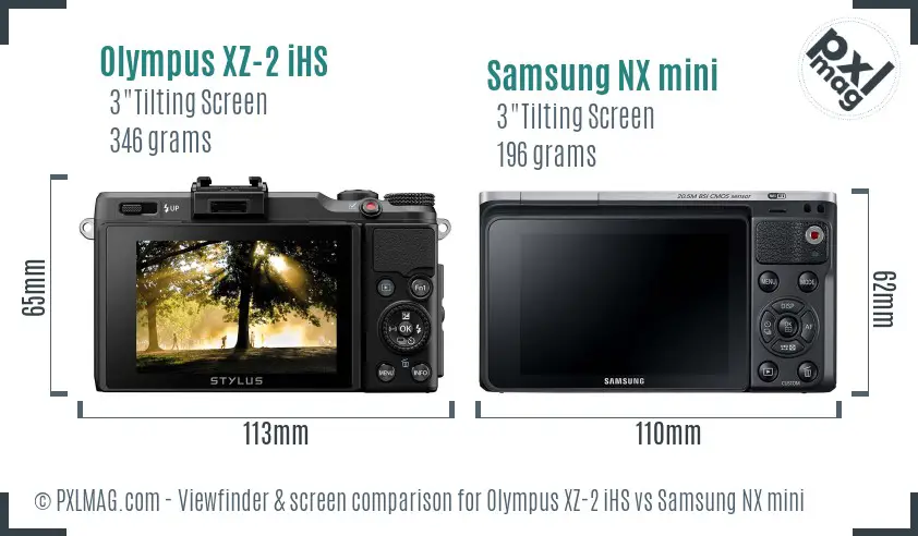 Olympus XZ-2 iHS vs Samsung NX mini Screen and Viewfinder comparison Olympus XZ-2 iHS vs Samsung NX mini Screen and Viewfinder comparison