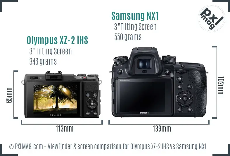 Olympus XZ-2 iHS vs Samsung NX1 Screen and Viewfinder comparison