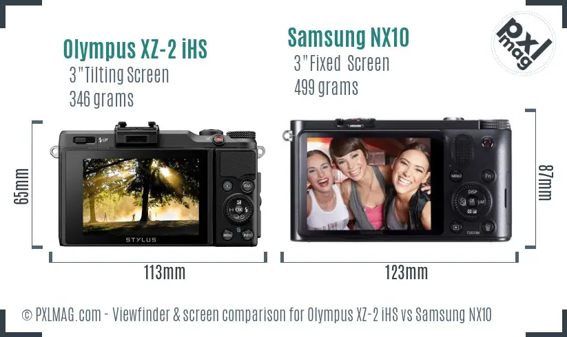 Olympus XZ-2 iHS vs Samsung NX10 Screen and Viewfinder comparison