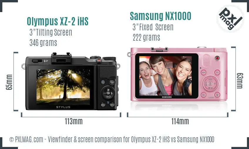 Olympus XZ-2 iHS vs Samsung NX1000 Screen and Viewfinder comparison