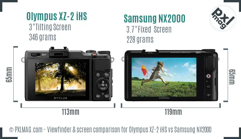 Olympus XZ-2 iHS vs Samsung NX2000 Screen and Viewfinder comparison