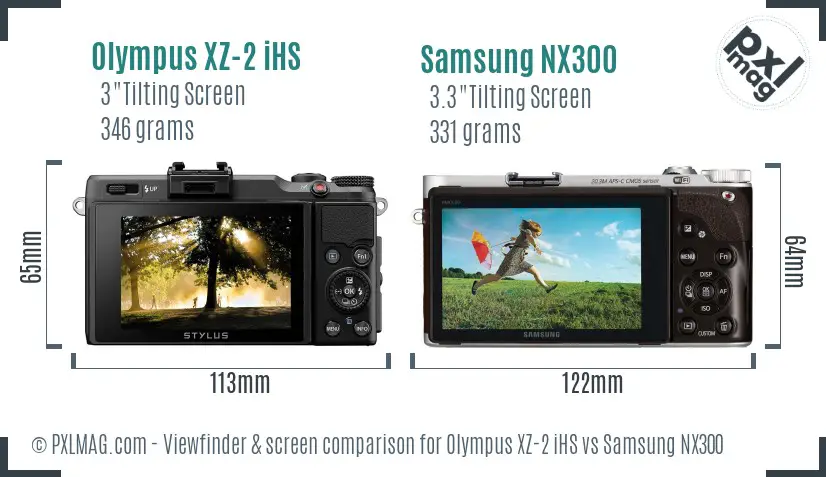 Olympus XZ-2 iHS vs Samsung NX300 Screen and Viewfinder comparison