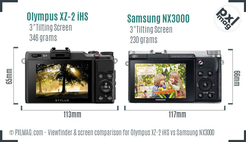 Olympus XZ-2 iHS vs Samsung NX3000 Screen and Viewfinder comparison