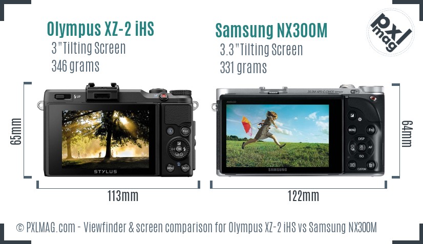 Olympus XZ-2 iHS vs Samsung NX300M Screen and Viewfinder comparison