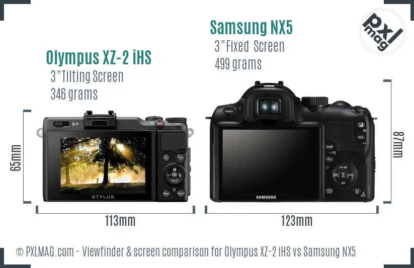 Olympus XZ-2 iHS vs Samsung NX5 Screen and Viewfinder comparison Olympus XZ-2 iHS vs Samsung NX5 Screen and Viewfinder comparison