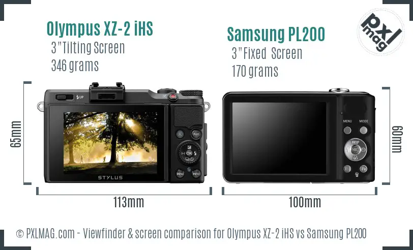Olympus XZ-2 iHS vs Samsung PL200 Screen and Viewfinder comparison