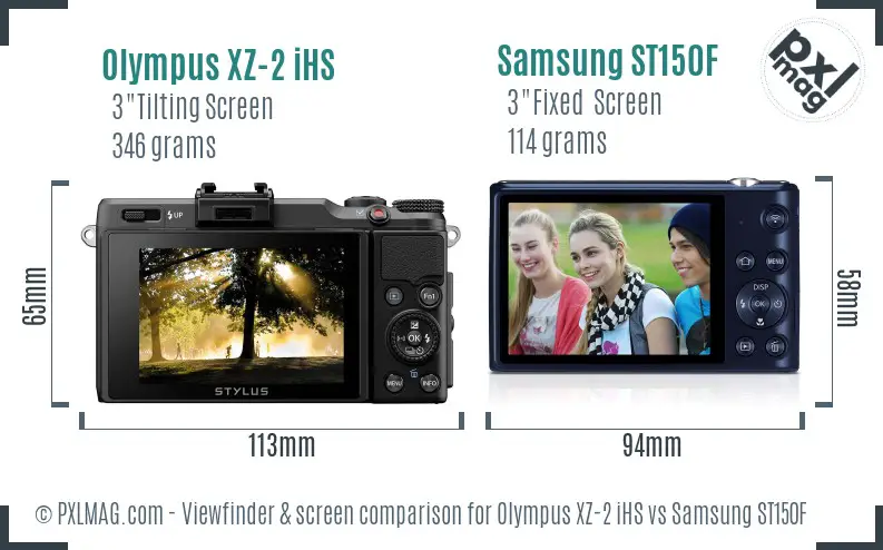 Olympus XZ-2 iHS vs Samsung ST150F Screen and Viewfinder comparison