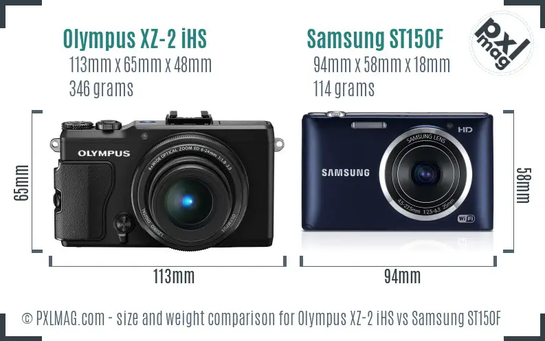 Olympus XZ-2 iHS vs Samsung ST150F size comparison
