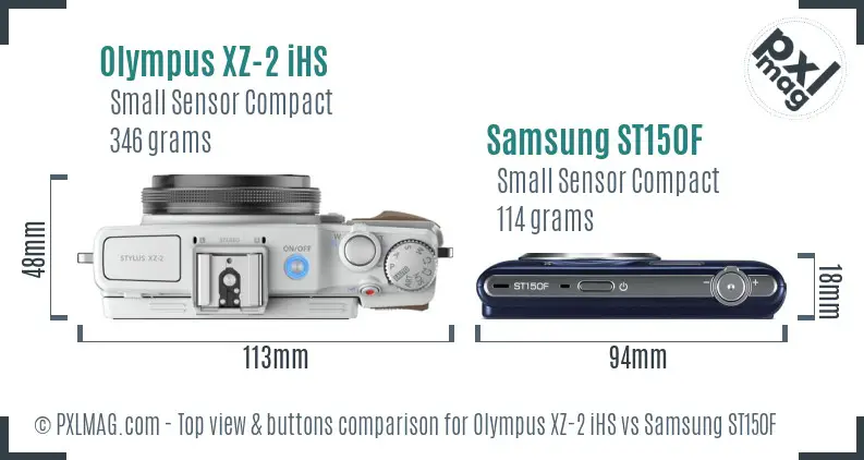 Olympus XZ-2 iHS vs Samsung ST150F top view buttons comparison