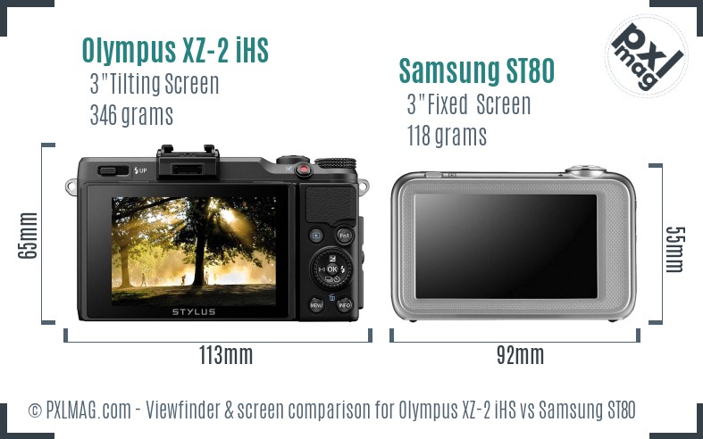 Olympus XZ-2 iHS vs Samsung ST80 Screen and Viewfinder comparison