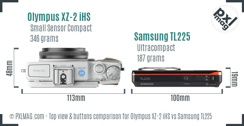 Olympus XZ-2 iHS vs Samsung TL225 top view buttons comparison Olympus XZ-2 iHS vs Samsung TL225 top view buttons comparison