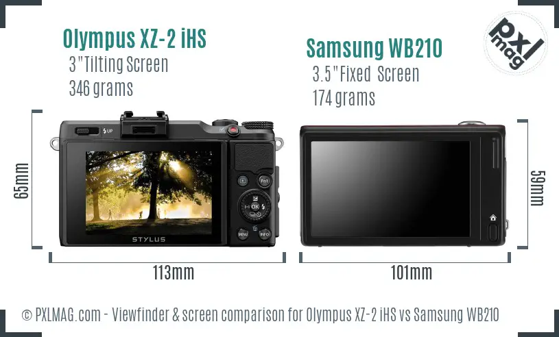 Olympus XZ-2 iHS vs Samsung WB210 Screen and Viewfinder comparison