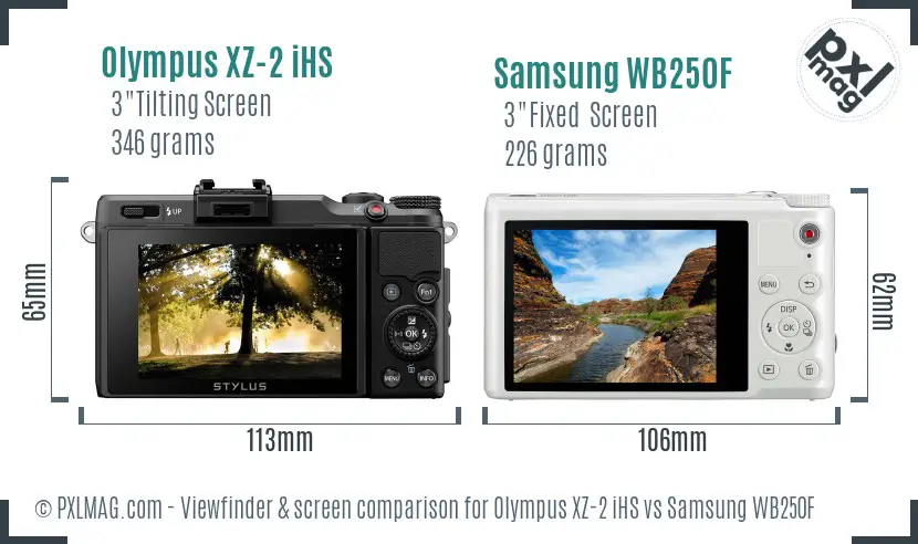 Olympus XZ-2 iHS vs Samsung WB250F Screen and Viewfinder comparison Olympus XZ-2 iHS vs Samsung WB250F Screen and Viewfinder comparison