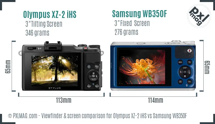 Olympus XZ-2 iHS vs Samsung WB350F Screen and Viewfinder comparison