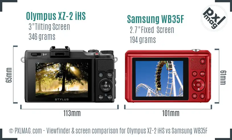 Olympus XZ-2 iHS vs Samsung WB35F Screen and Viewfinder comparison