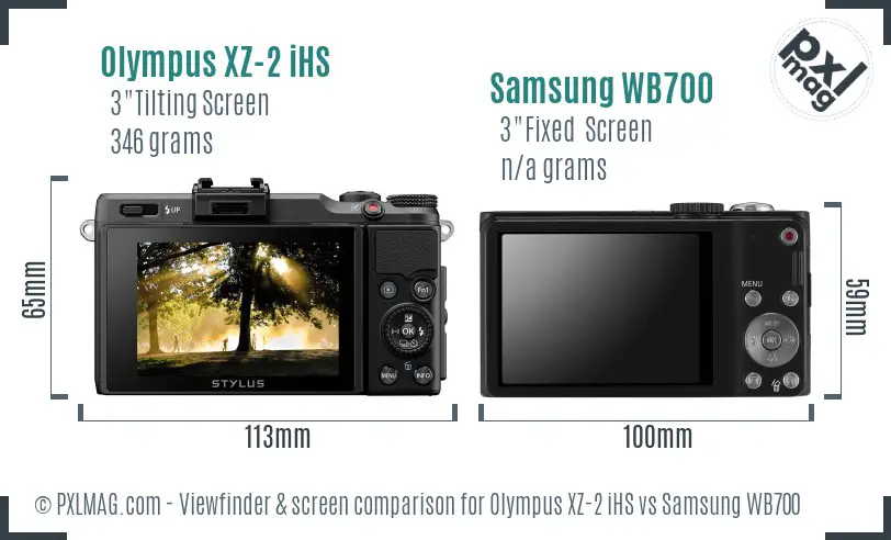Olympus XZ-2 iHS vs Samsung WB700 Screen and Viewfinder comparison