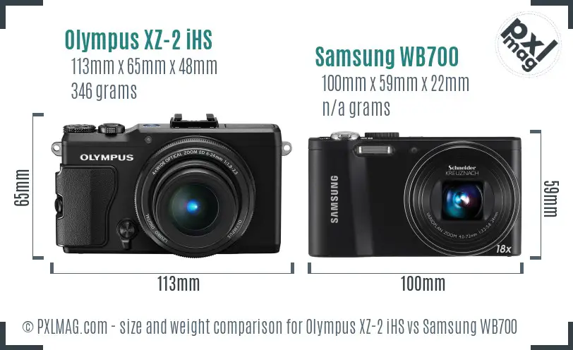 Olympus XZ-2 iHS vs Samsung WB700 size comparison