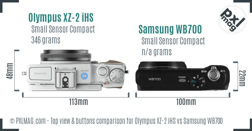Olympus XZ-2 iHS vs Samsung WB700 top view buttons comparison