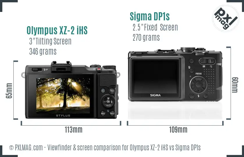 Olympus XZ-2 iHS vs Sigma DP1s Screen and Viewfinder comparison Olympus XZ-2 iHS vs Sigma DP1s Screen and Viewfinder comparison