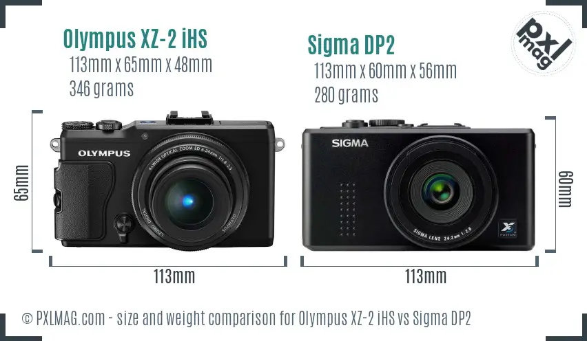 Olympus XZ-2 iHS vs Sigma DP2 size comparison Olympus XZ-2 iHS vs Sigma DP2 size comparison