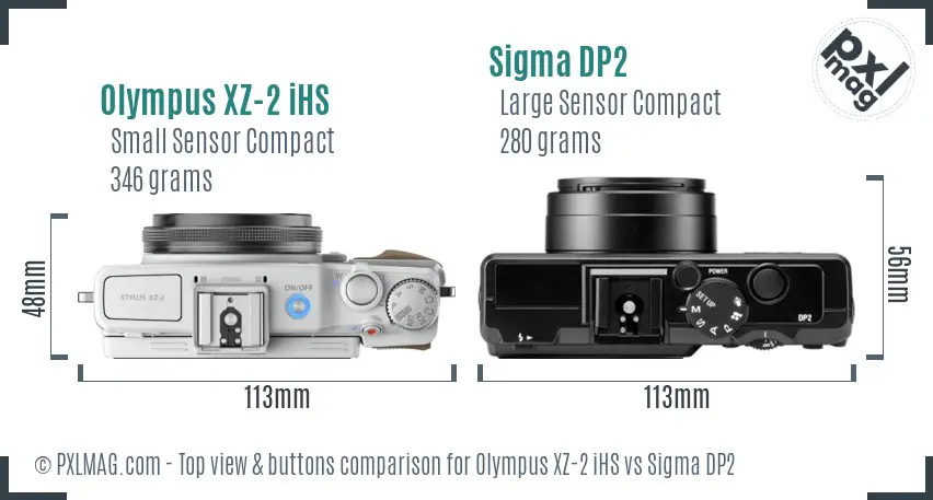 Olympus XZ-2 iHS vs Sigma DP2 top view buttons comparison Olympus XZ-2 iHS vs Sigma DP2 top view buttons comparison