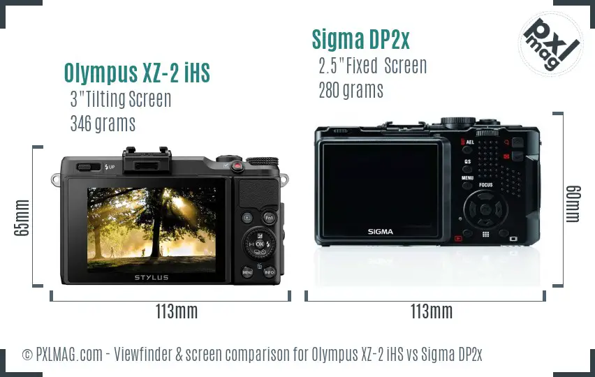 Olympus XZ-2 iHS vs Sigma DP2x Screen and Viewfinder comparison