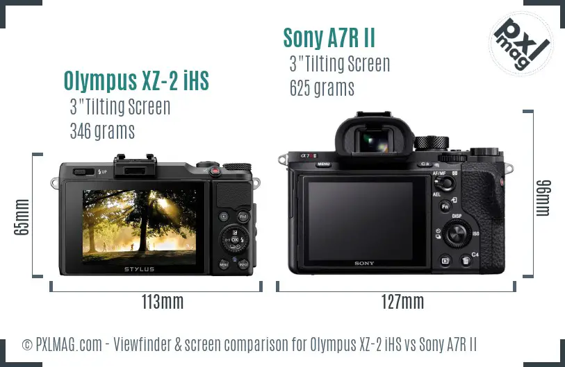 Olympus XZ-2 iHS vs Sony A7R II Screen and Viewfinder comparison Olympus XZ-2 iHS vs Sony A7R II Screen and Viewfinder comparison