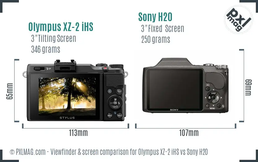 Olympus XZ-2 iHS vs Sony H20 Screen and Viewfinder comparison