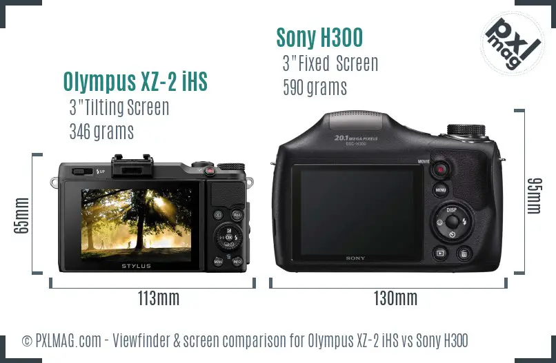Olympus XZ-2 iHS vs Sony H300 Screen and Viewfinder comparison