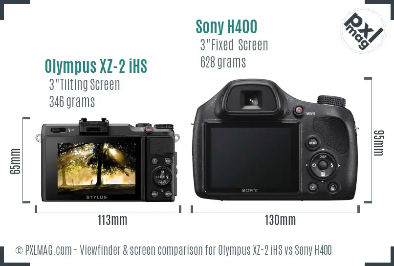 Olympus XZ-2 iHS vs Sony H400 Screen and Viewfinder comparison