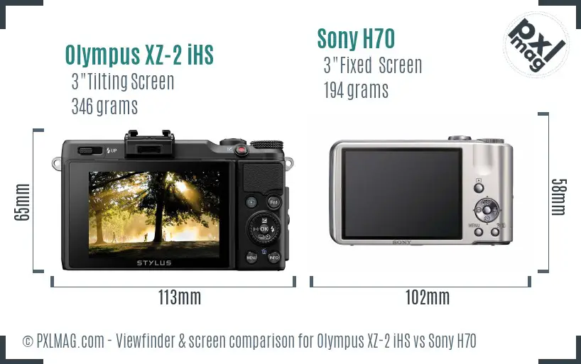 Olympus XZ-2 iHS vs Sony H70 Screen and Viewfinder comparison