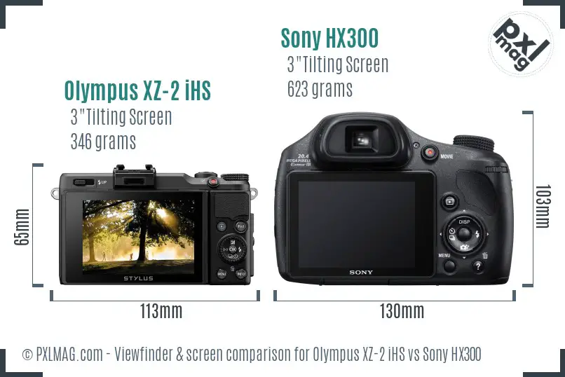 Olympus XZ-2 iHS vs Sony HX300 Screen and Viewfinder comparison