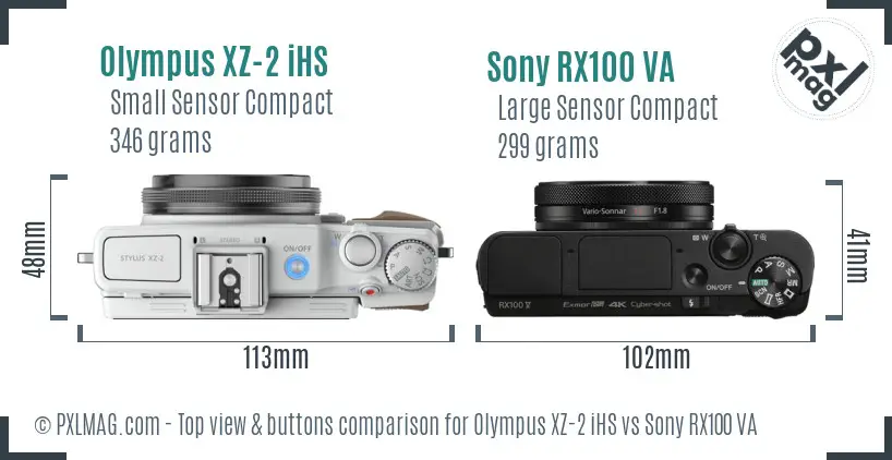 Olympus XZ-2 iHS vs Sony RX100 VA top view buttons comparison