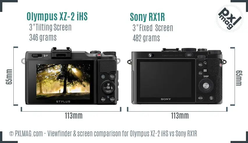 Olympus XZ-2 iHS vs Sony RX1R Screen and Viewfinder comparison