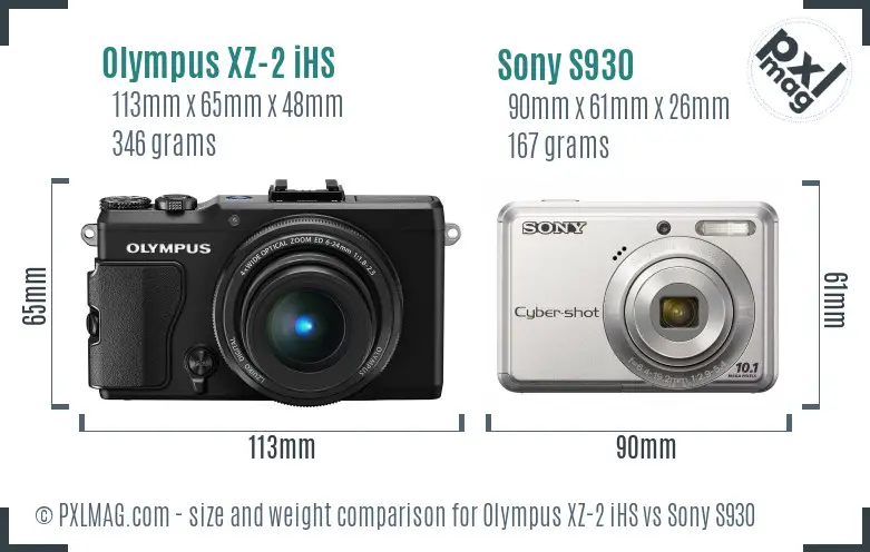 Olympus XZ-2 iHS vs Sony S930 size comparison