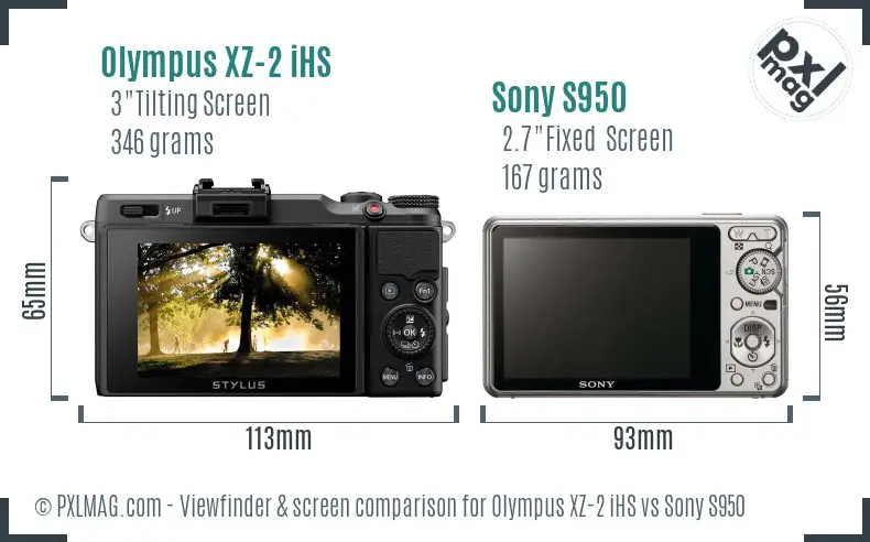 Olympus XZ-2 iHS vs Sony S950 Screen and Viewfinder comparison