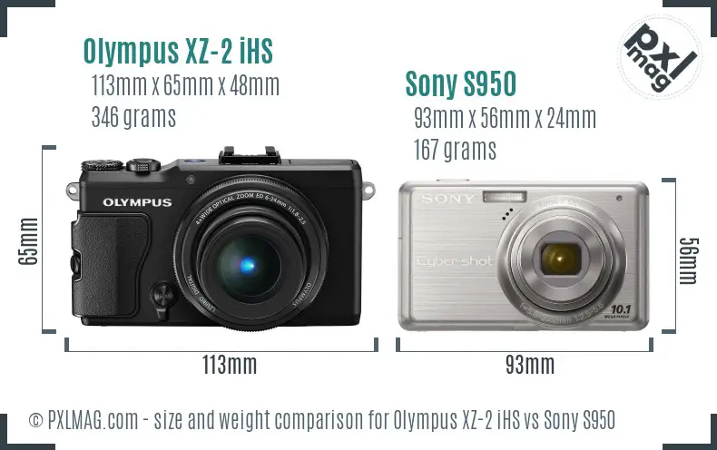 Olympus XZ-2 iHS vs Sony S950 size comparison
