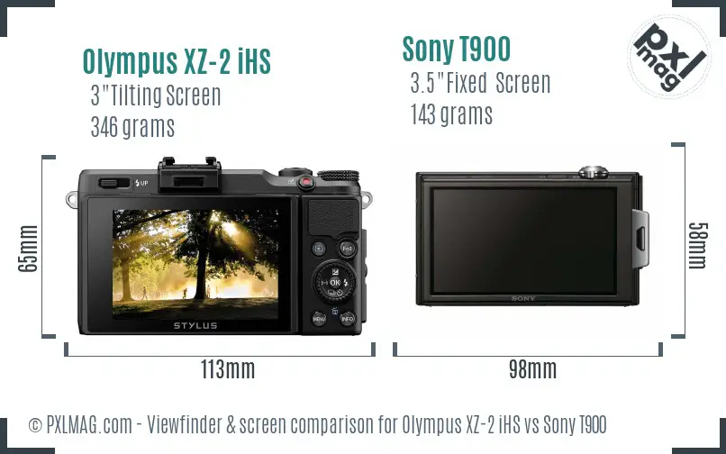 Olympus XZ-2 iHS vs Sony T900 Screen and Viewfinder comparison