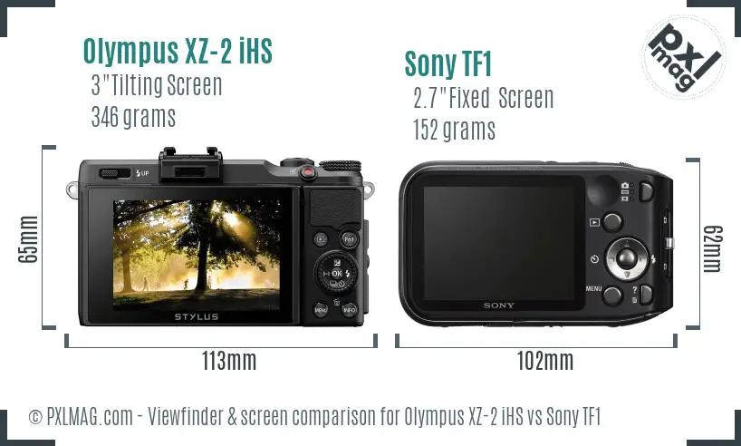 Olympus XZ-2 iHS vs Sony TF1 Screen and Viewfinder comparison