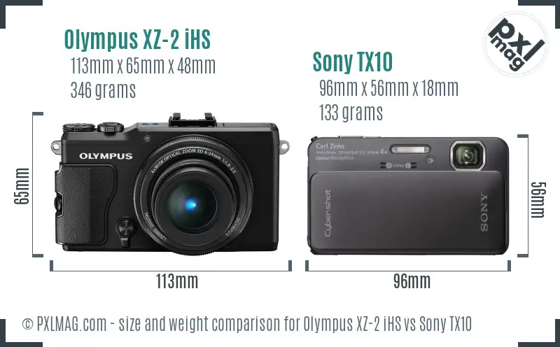 Olympus XZ-2 iHS vs Sony TX10 size comparison