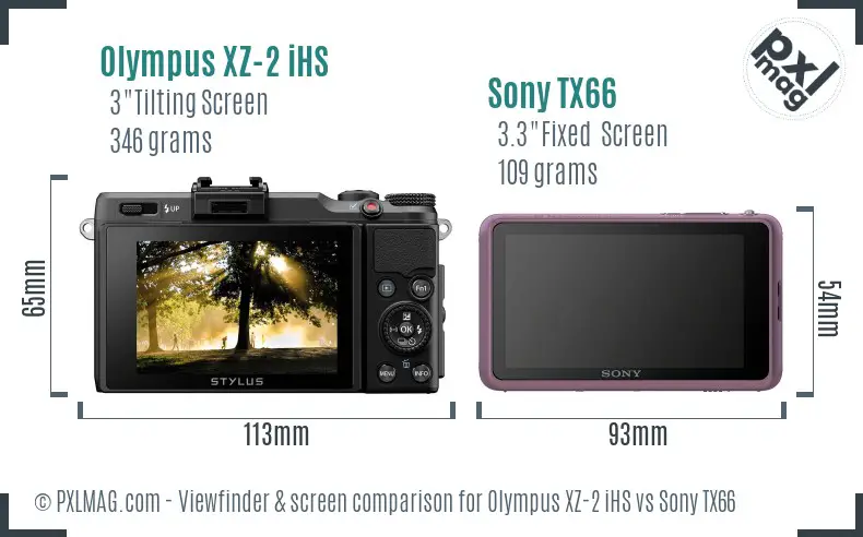 Olympus XZ-2 iHS vs Sony TX66 Screen and Viewfinder comparison