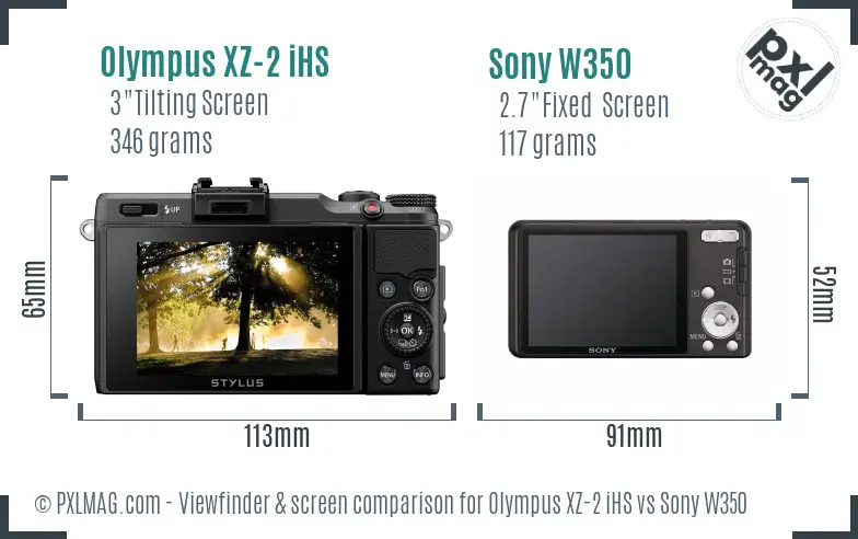 Olympus XZ-2 iHS vs Sony W350 Screen and Viewfinder comparison