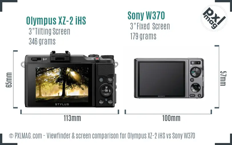 Olympus XZ-2 iHS vs Sony W370 Screen and Viewfinder comparison