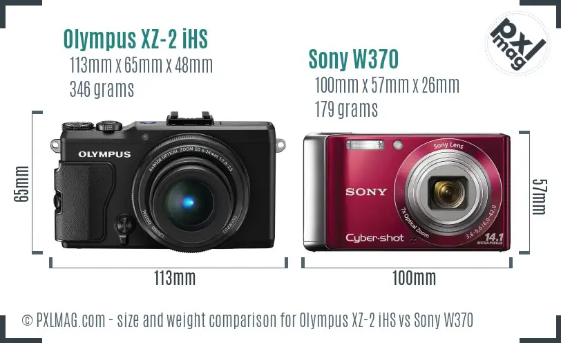 Olympus XZ-2 iHS vs Sony W370 size comparison
