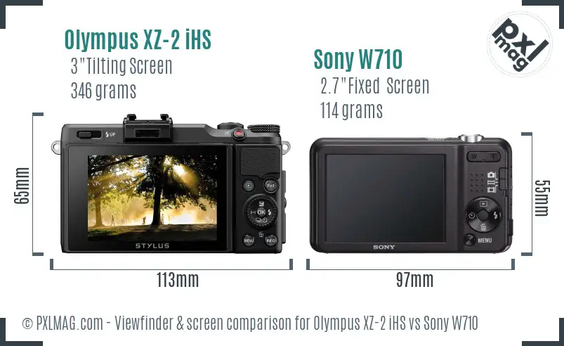 Olympus XZ-2 iHS vs Sony W710 Screen and Viewfinder comparison