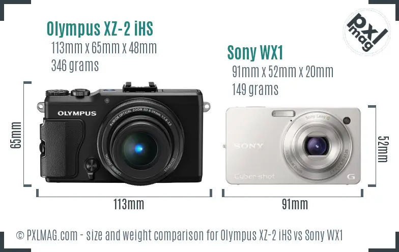 Olympus XZ-2 iHS vs Sony WX1 size comparison