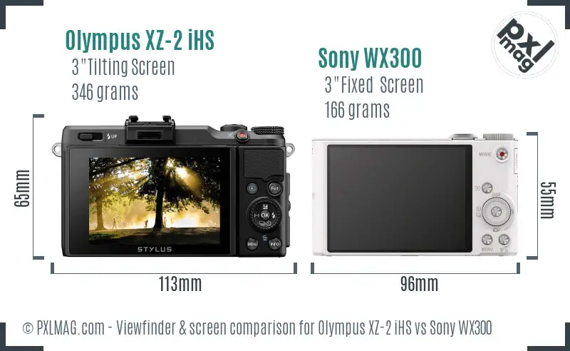 Olympus XZ-2 iHS vs Sony WX300 Screen and Viewfinder comparison