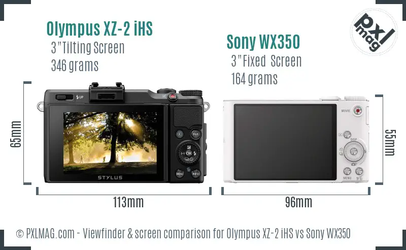 Olympus XZ-2 iHS vs Sony WX350 Screen and Viewfinder comparison