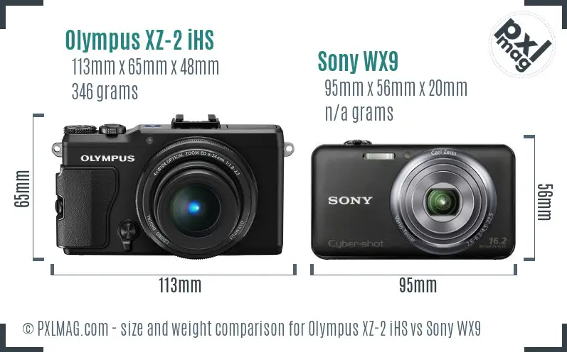 Olympus XZ-2 iHS vs Sony WX9 size comparison